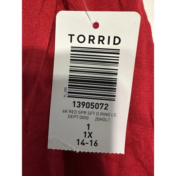 NWT Torrid Super Soft Knit Red  Long Sleeve Top Size 1 (Plus 1X) Stretch Rayon - Picture 5 of 9